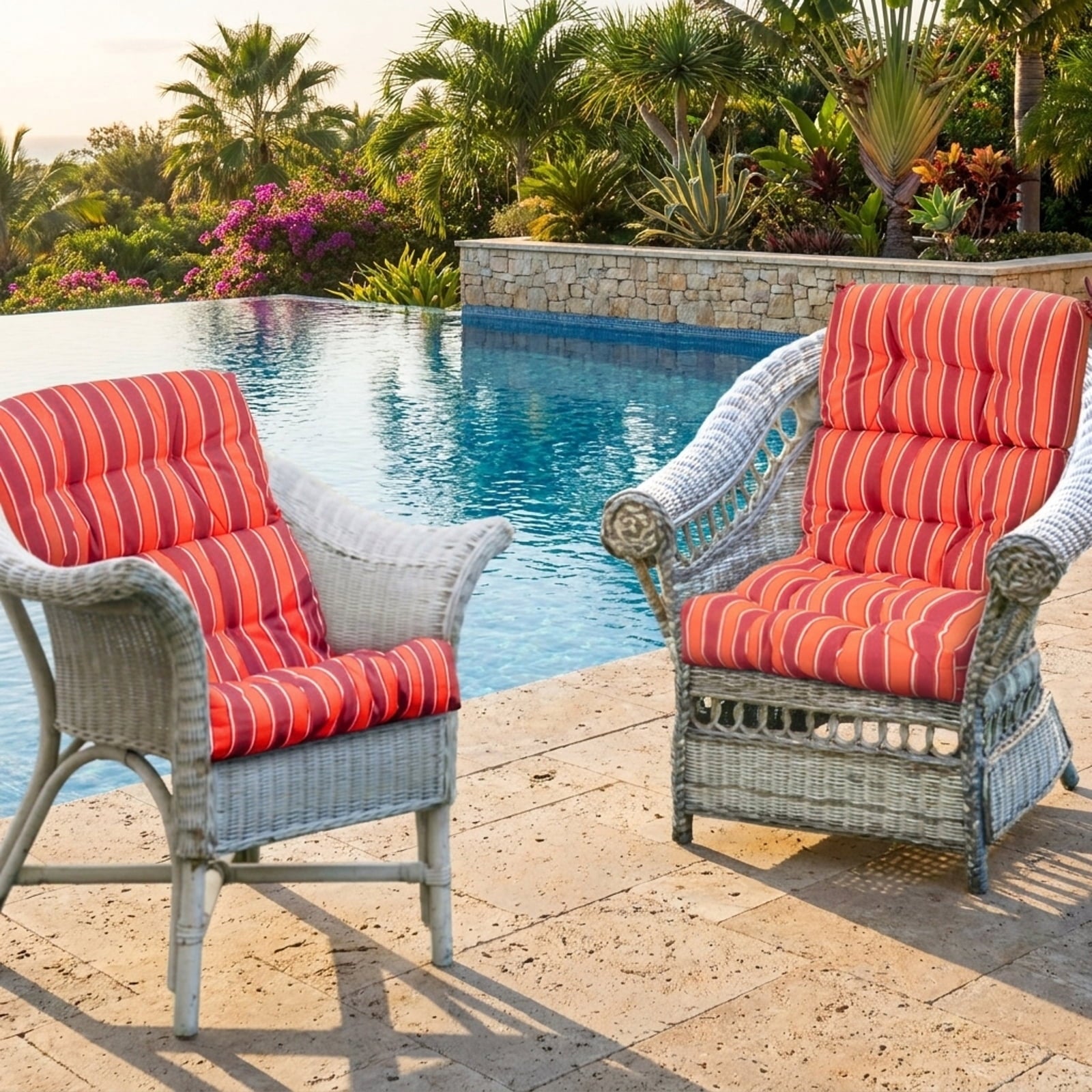 Biotree 22 X 44 Inch Tufted Outdoor Patio Chair Seating Pad Comfortable Patio Chair Cushion PadRed