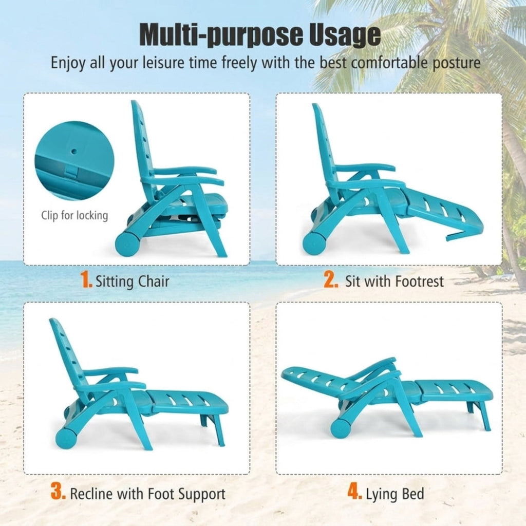 Biotree 5 Position Adjustable Folding Lounger Chaise Chair Stackable Patio Chair for Garden BackyardTurquoise
