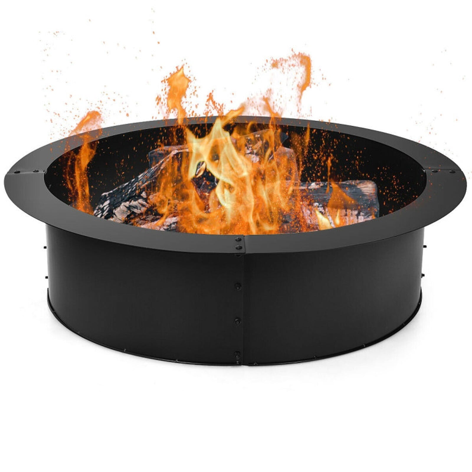 Biotree 36 inch Round Steel Fire Pit Ring Line for Outdoor Backyard for Outdoor Patio Backyard Garden Camping, Black