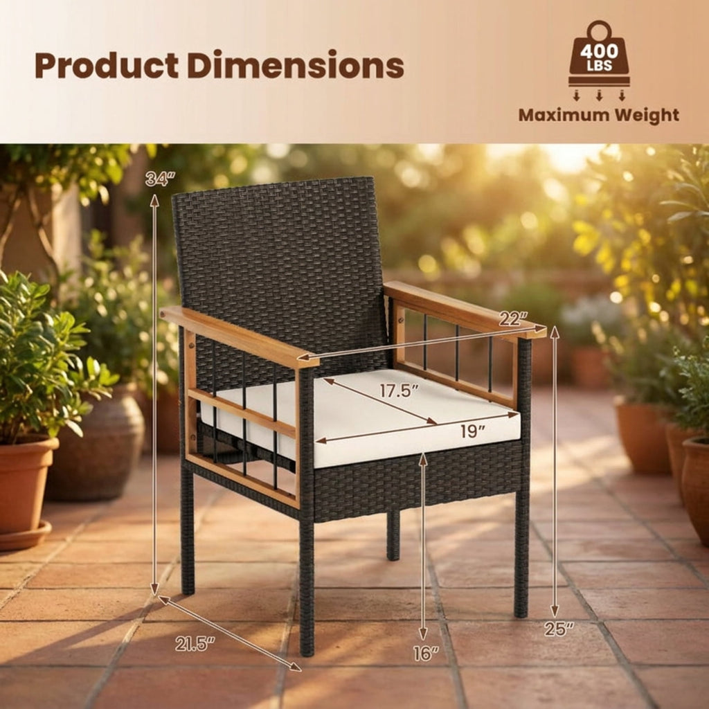 Biotree Patio Dining Chairs Set of 2 with Soft Cushions Stackable Patio Chair for Garden BackyardWhite