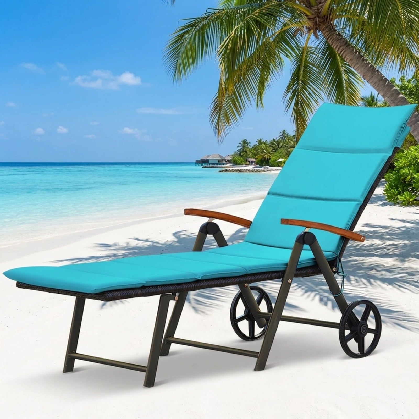 Biotree Outdoor Chaise Lounge Chair Rattan Lounger Recliner Chair Stackable Patio Chair for Garden BackyardTurquoise