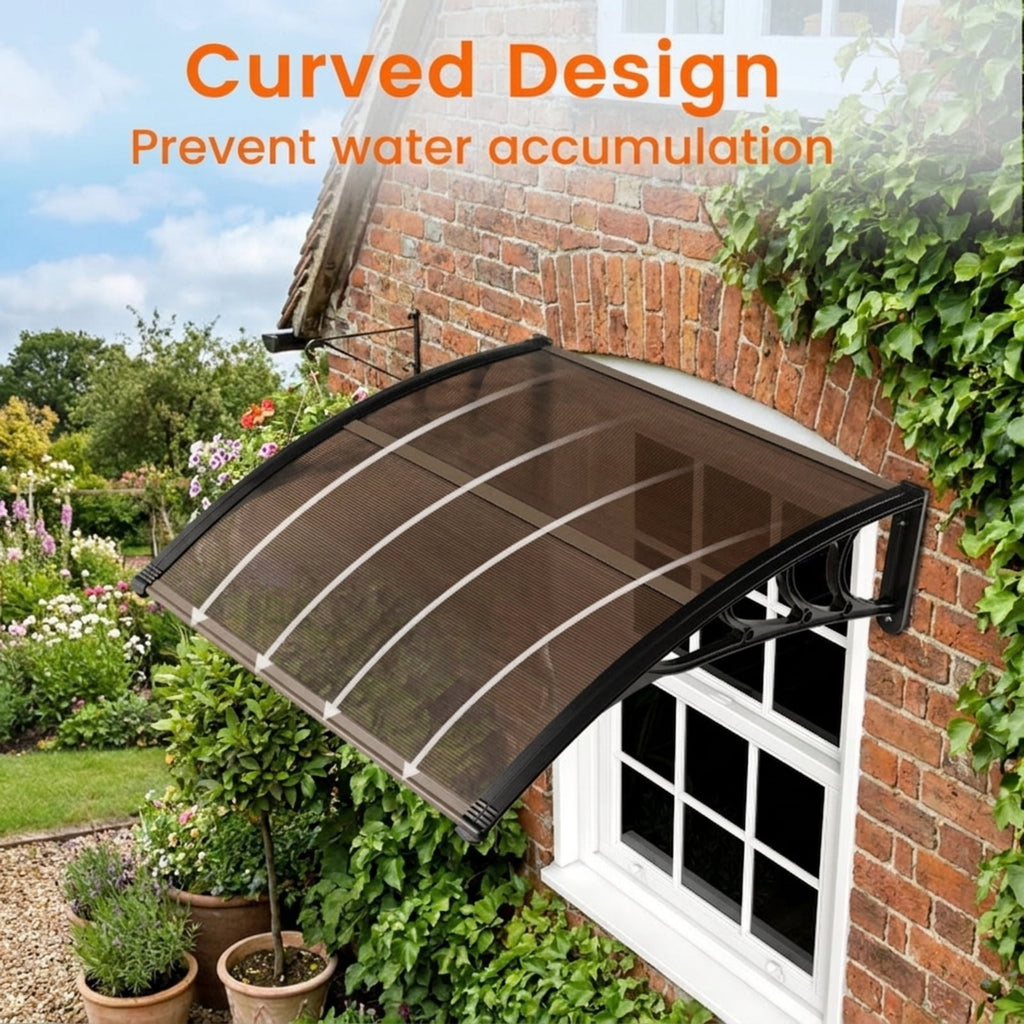 Biotree Outdoor Front Door Patio Overhang Awning for Sunlight Rain Snow Wind Protection-40 x 40 Inch for Patio Deck Door Window Sun Rain Protection, Coffee