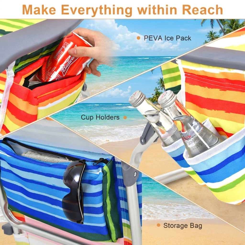 Biotree 2 Packs 5-Position Outdoor Folding Backpack Beach Table Chair Reclining Chair Set Stackable Patio Chair for Garden BackyardYellow