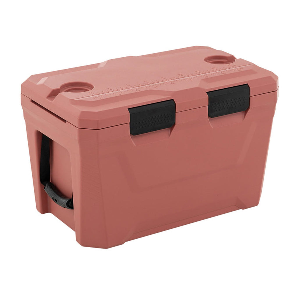 Biotree Insulated Portable Cooler Hard Shell Ice Chest with 2 Cup Holders Bottle Opener and Drain Plug, 37 Qt, Pink