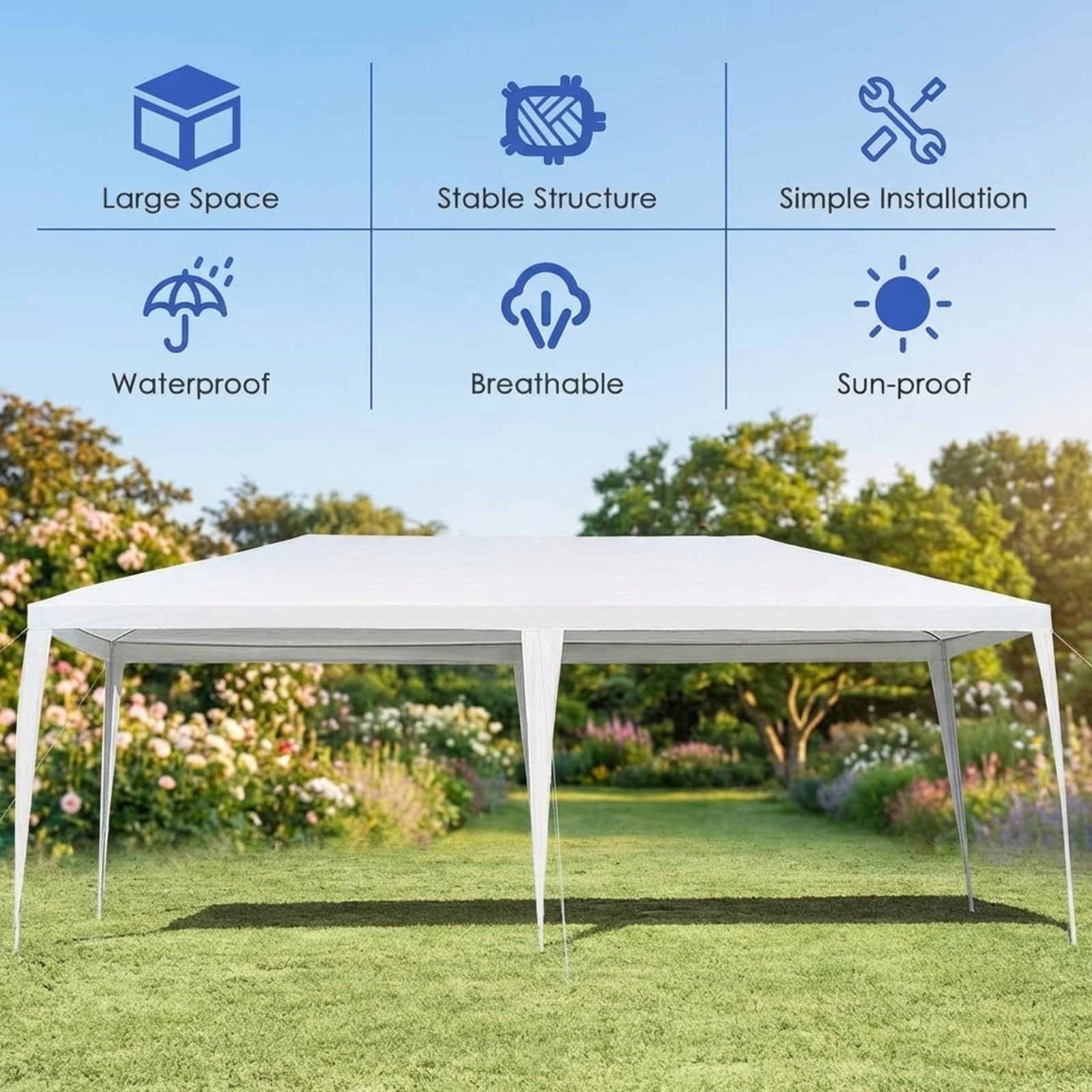 Biotree 10 x 20 Feet Waterproof Canopy Tent with Tent Peg and Wind Rope Party Wedding Event Camping Outdoor