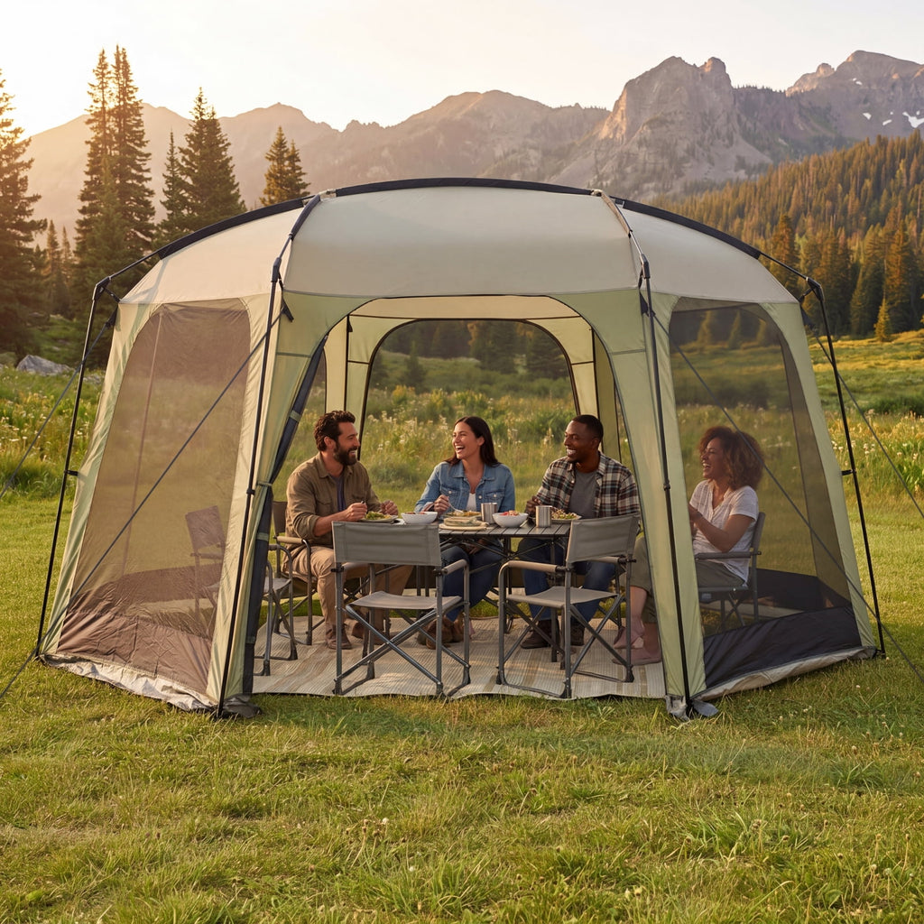 Biotree 6 8 Person Netted Canopy Tent with Zippered Door, Green