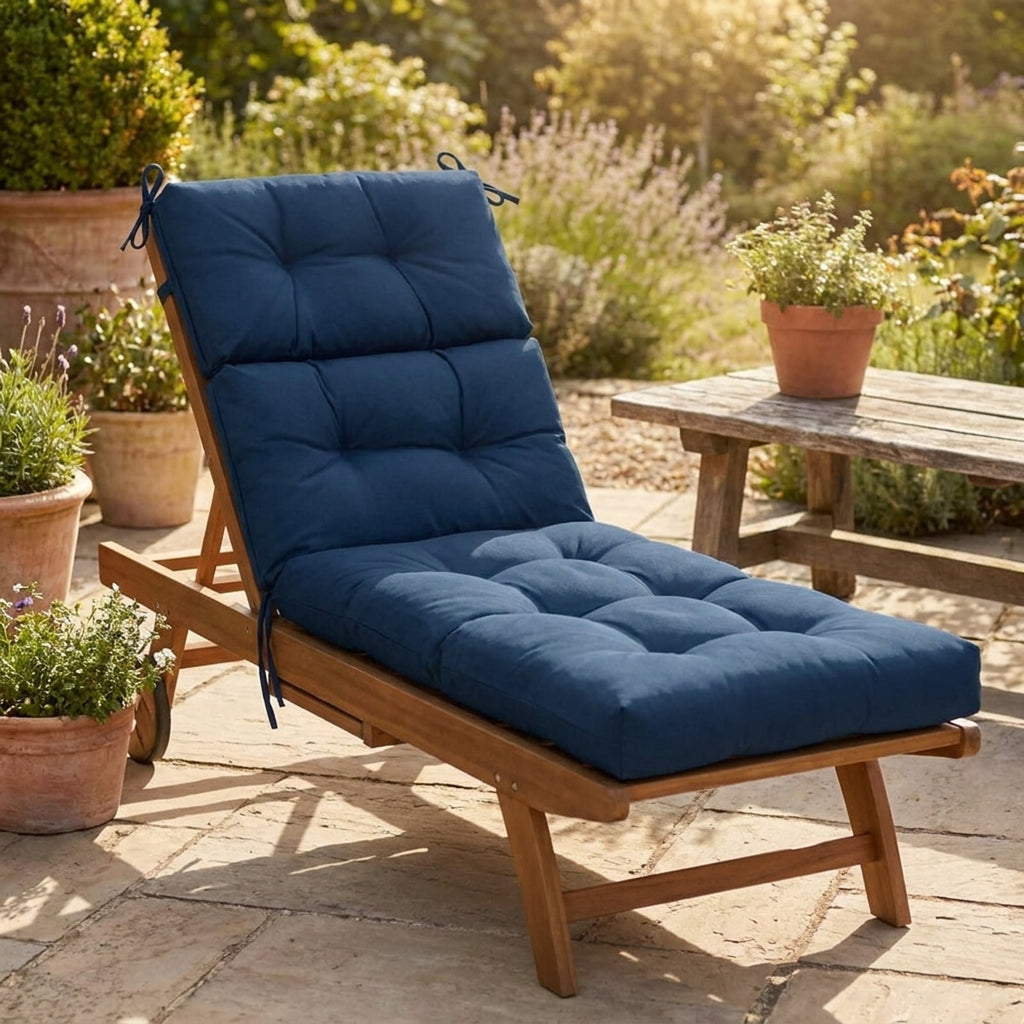 Biotree 22 X 44 Inch Tufted Outdoor Patio Chair Seating Pad Comfortable Patio Chair Cushion PadBlue