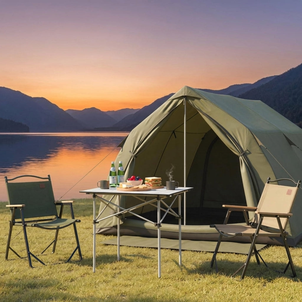 Biotree Lightweight Folding Roll-Up Camping Table with Metal Legs for Hiking Picnic and Beach, Silver
