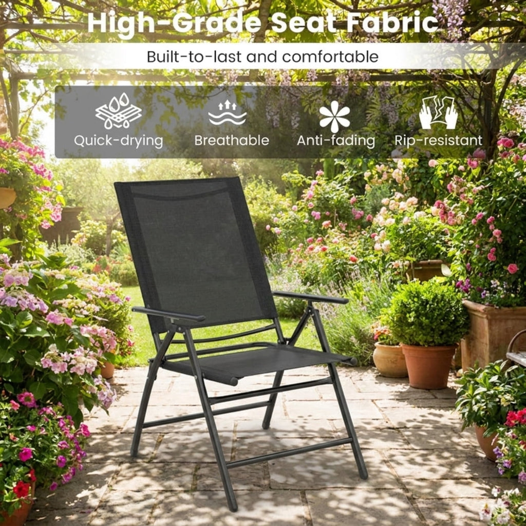 Biotree 2 Piece Patio Folding Chaise Lounge Chairs Recliner with 6-Level Backrest Stackable Patio Chair for Garden BackyardBlack