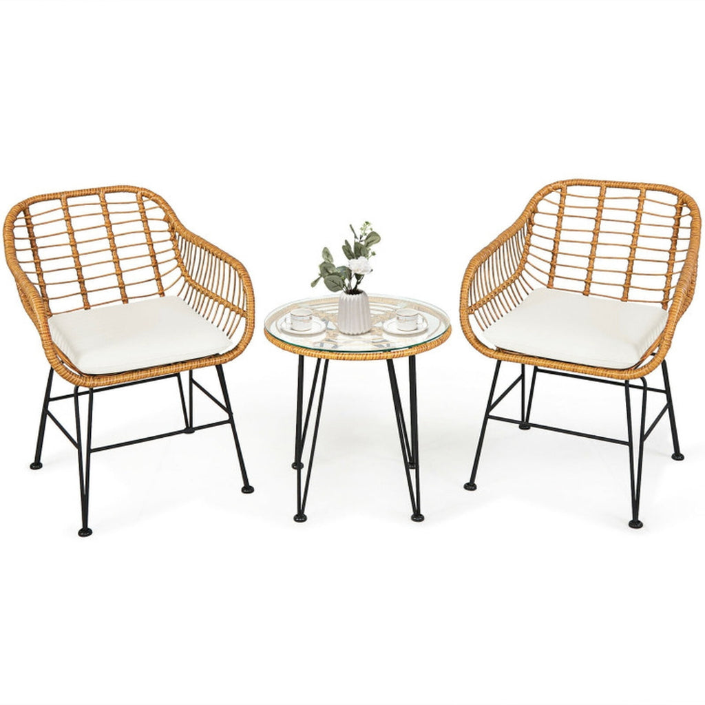 Biotree 3 Piece Patio Furniture Set Outdoor Conversation Set with Coffee Table Outdoor Conversation Set for Garden Backyard PorchGrey