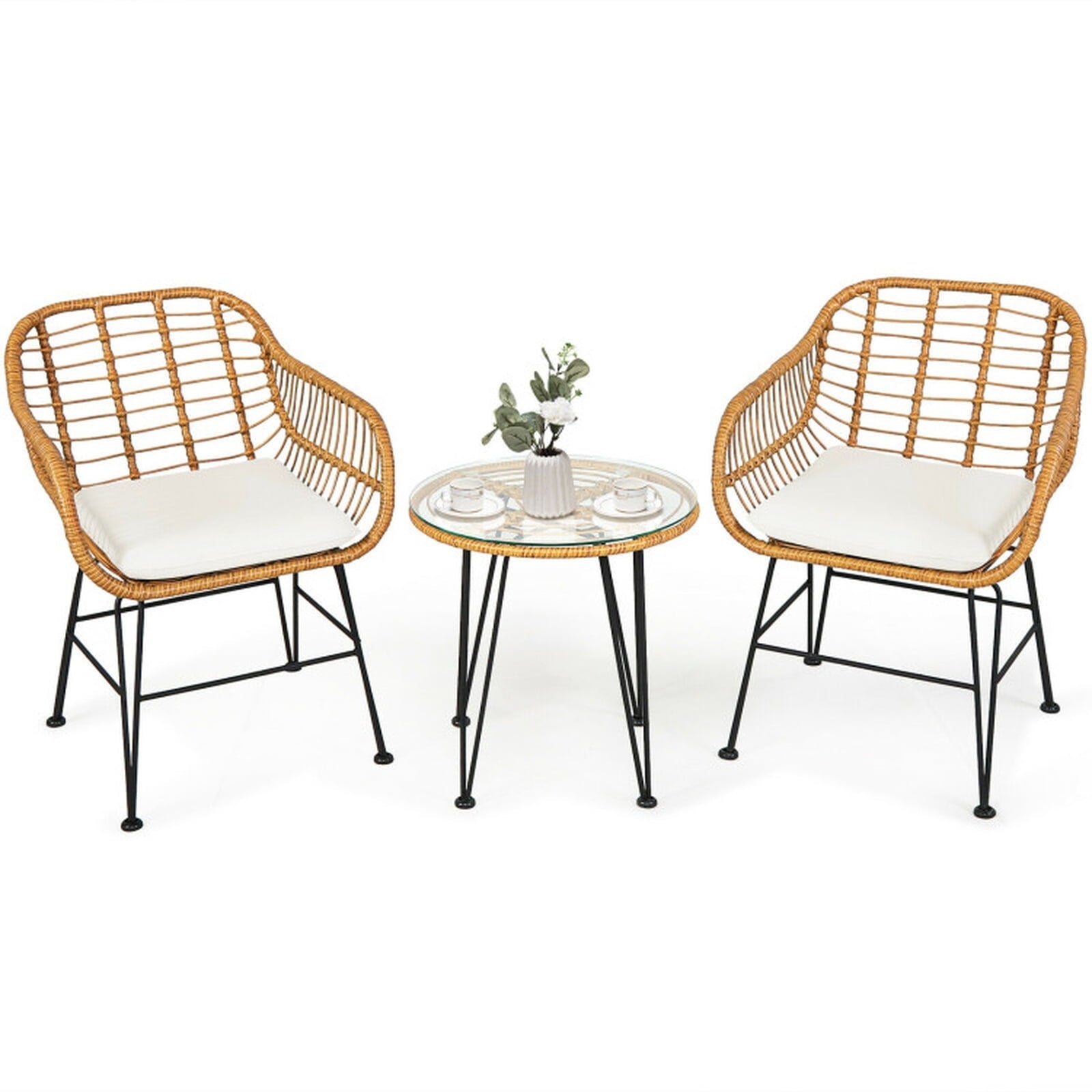 Biotree 3 Piece Patio Furniture Set Outdoor Conversation Set with Coffee Table Outdoor Conversation Set for Garden Backyard PorchGrey