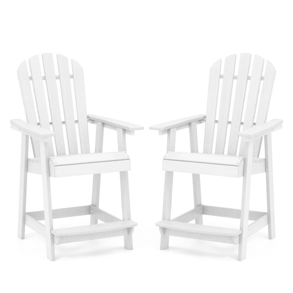 Biotree HDPE Patio Chair with Armrest and Footrest for Indoor Outdoor Stackable Patio Chair for Garden BackyardWhite
