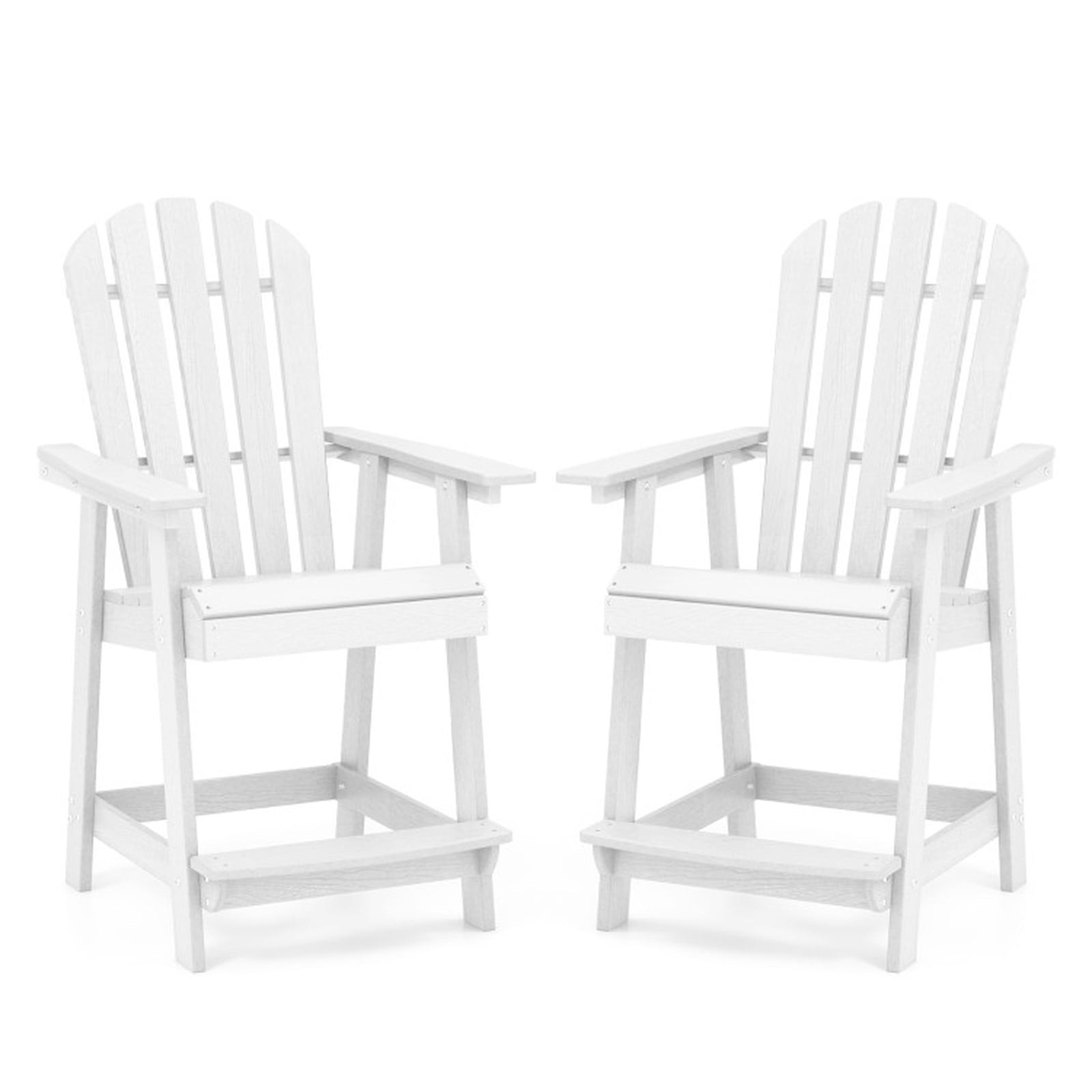 Biotree HDPE Patio Chair with Armrest and Footrest for Indoor Outdoor Stackable Patio Chair for Garden BackyardWhite