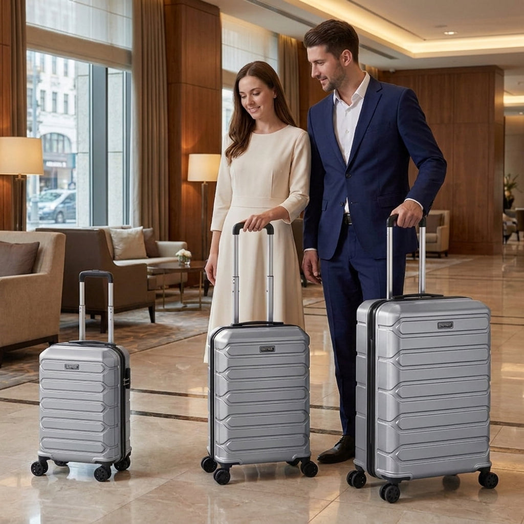 Biotree 3 Piece Hardside Luggage Set Lightweight Hardside Suitcases with 8 Spinner Wheels, Gray