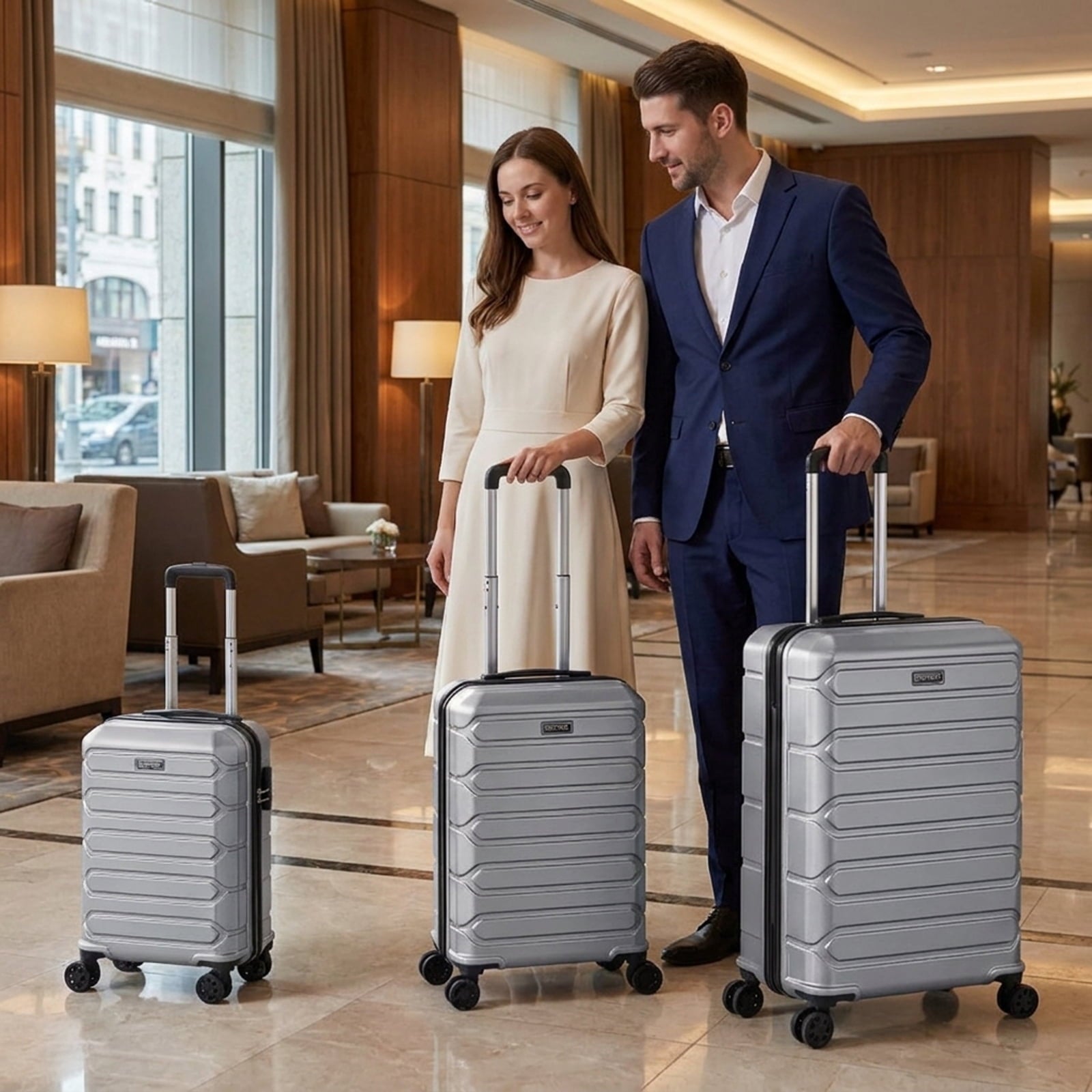 Biotree 3 Piece Hardside Luggage Set Lightweight Hardside Suitcases with 8 Spinner Wheels, Gray