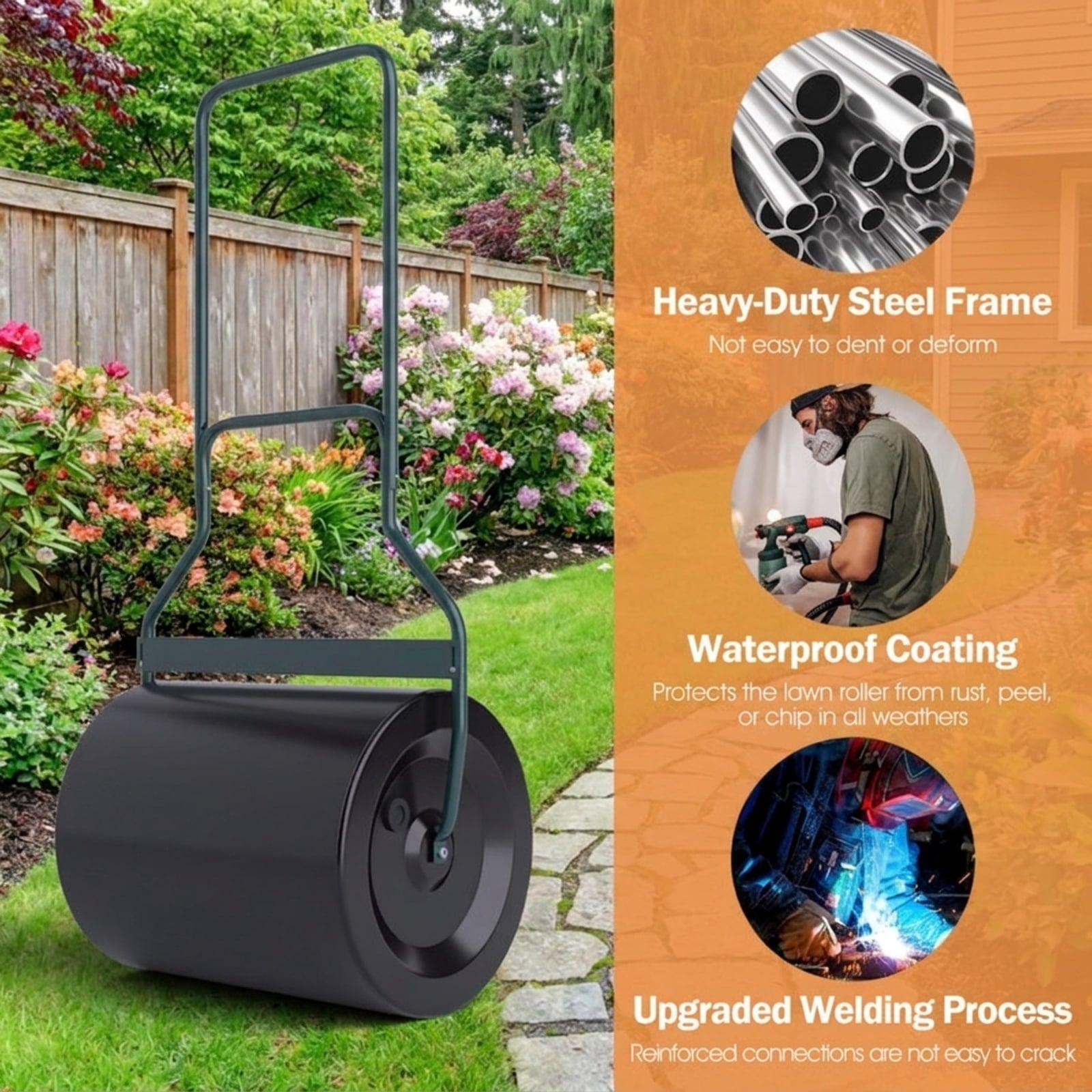 Biotree Lawn Roller with U for Lawn Garden Yard Soil Care, Green