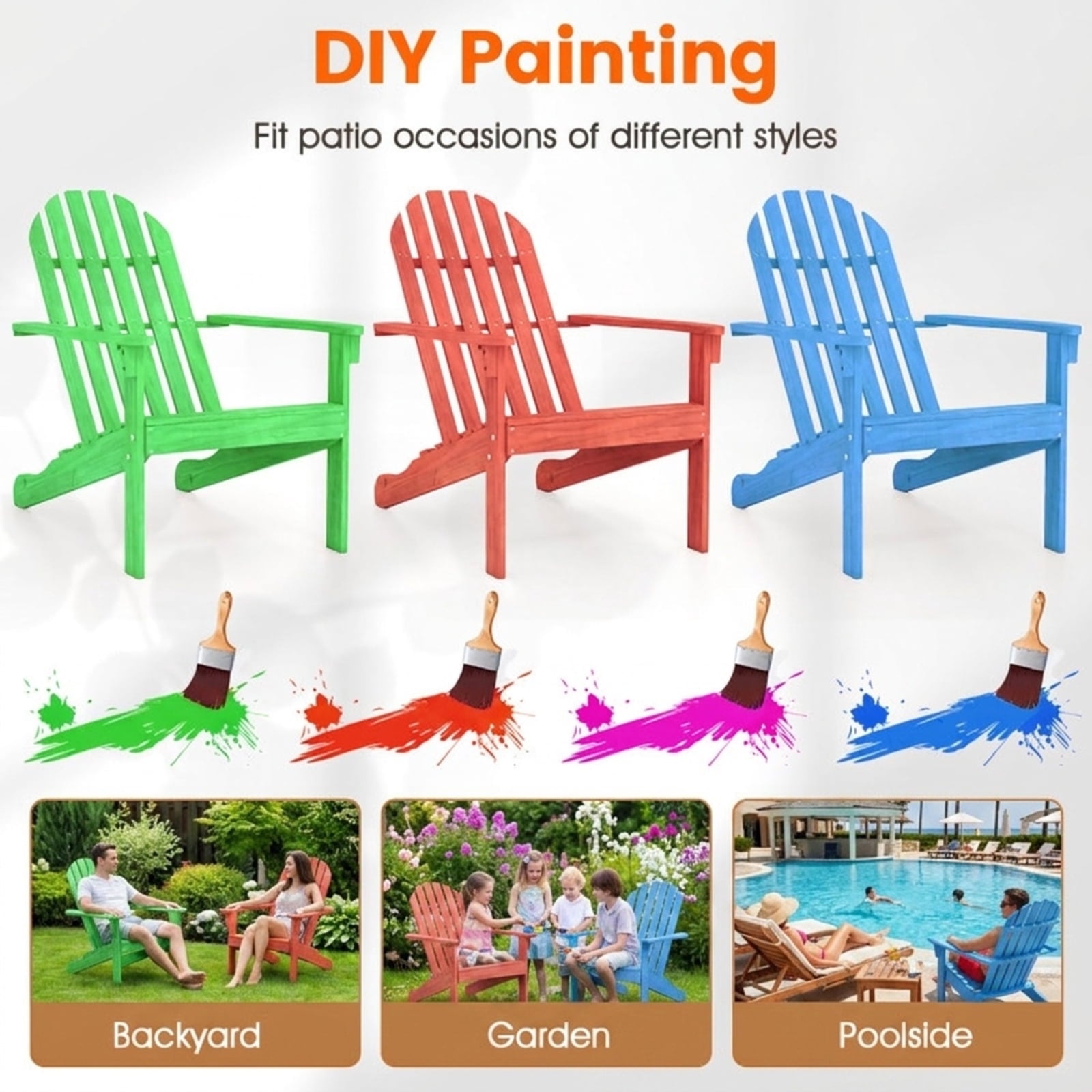 Biotree Acacia Wood Outdoor Adirondack Chair with Ergonomic Design Stackable Patio Chair for Garden BackyardNatural