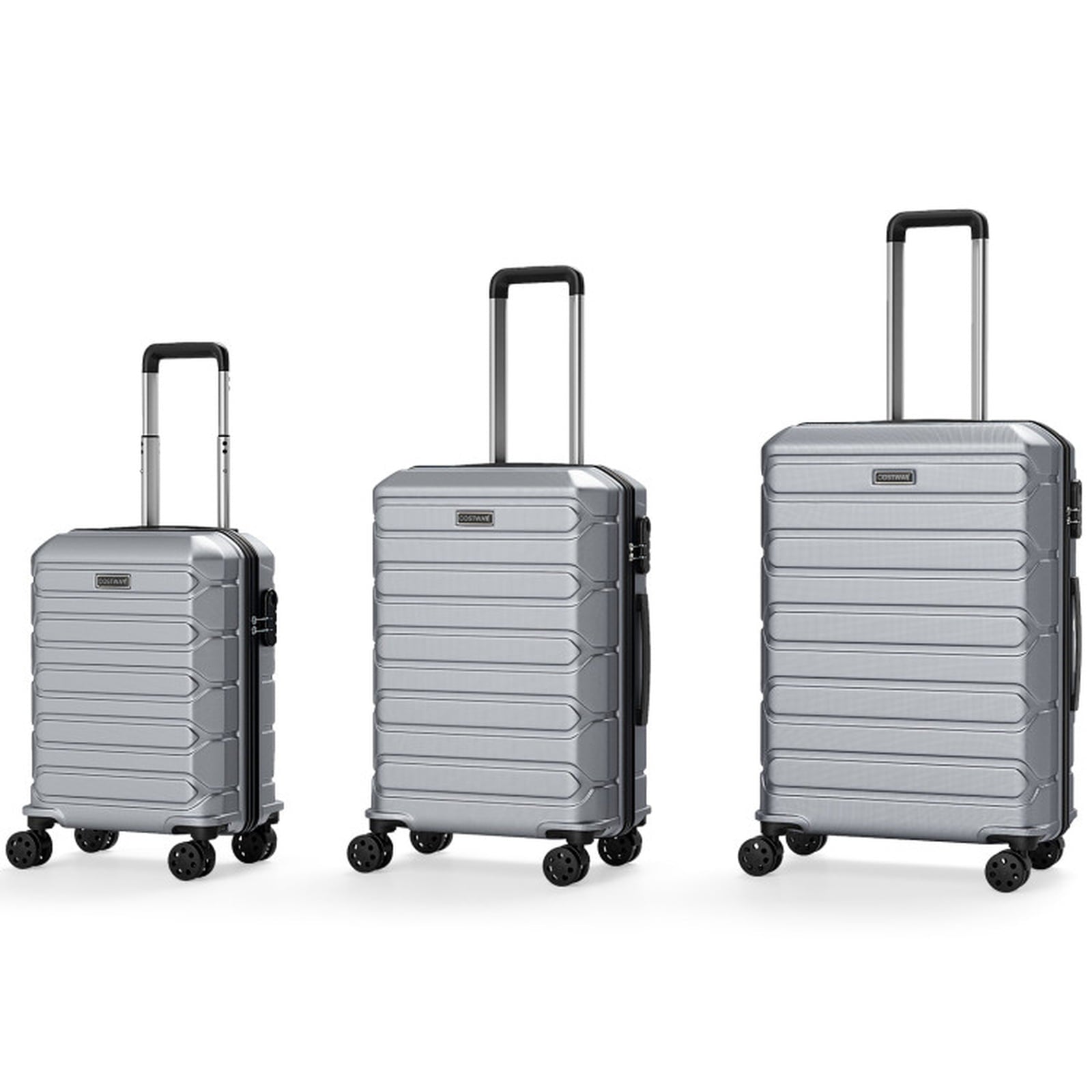 Biotree 3 Piece Hardside Luggage Set Lightweight Hardside Suitcases with 8 Spinner Wheels, Gray