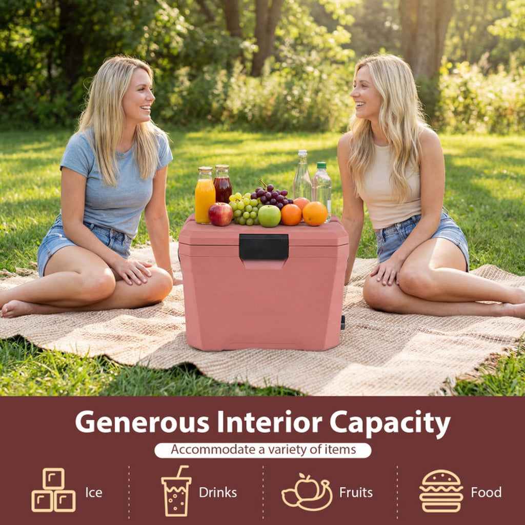 Biotree 21 Qt Insulated Portable Cooler Hard Shell Ice Chest with 2 Cup Holders, Pink