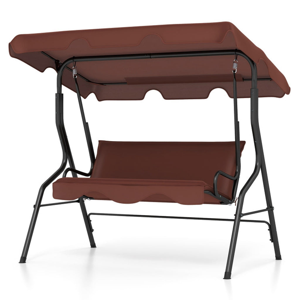 Biotree 3 Seat Outdoor Patio Canopy Swing with Cushioned Steel Frame for Patio Porch Garden Backyard Outdoor, Brown