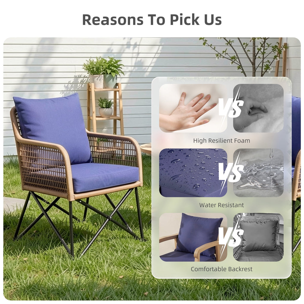 Biotree Outdoor Seat Cushions for Chairs,Waterproof Fade-Resistant Patio Furniture Replacement Cushions with Removable Cover,Blue