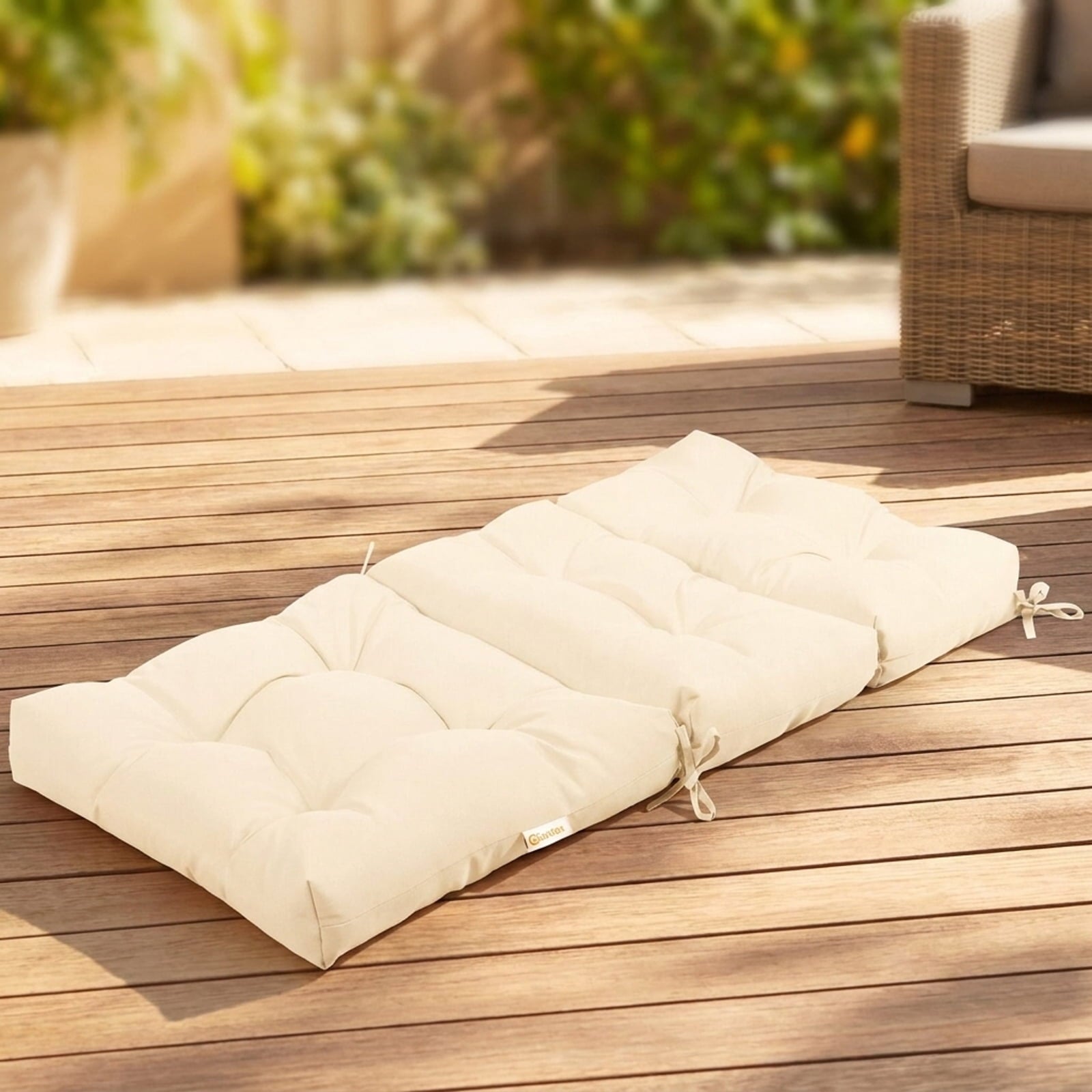 Biotree 22 X 44 Inch Tufted Outdoor Patio Chair Seating Pad Comfortable Patio Chair Cushion PadBeige