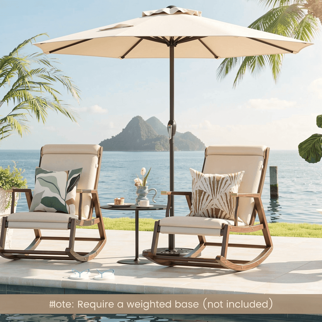 Biotree Outdoor Heavy Duty Market Umbrella with Crank Handle and 8 Sturdy Ribs-Beige - Outdoor Patio Garden Sun Shade