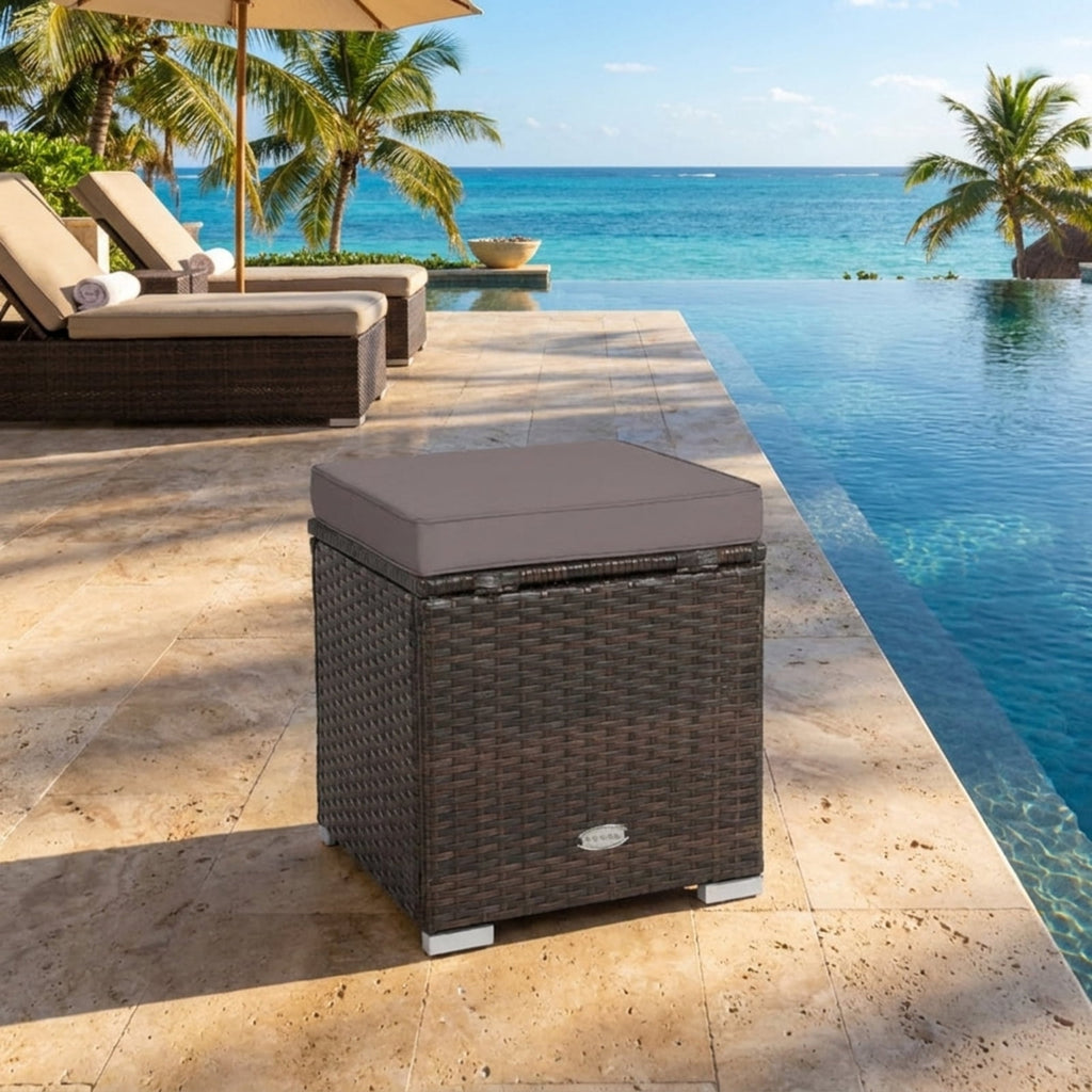 Biotree 2 Pieces Patio Ottoman with Removable Cushions Stackable Patio Chair for Garden BackyardGray