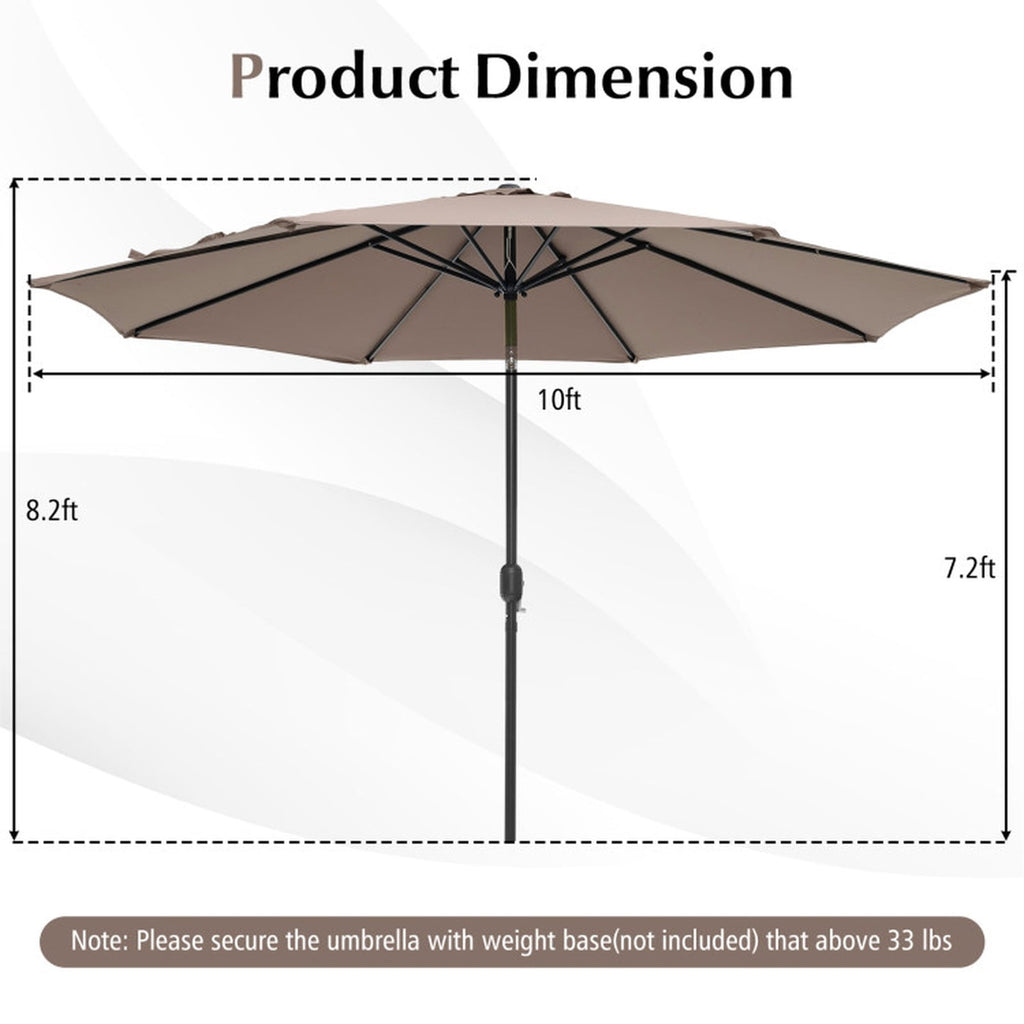 Biotree 10 ft Market Patio Umbrella with Crank and Tilt, 8 Sturdy Ribs, Vented Canopy - Tan for Backyard