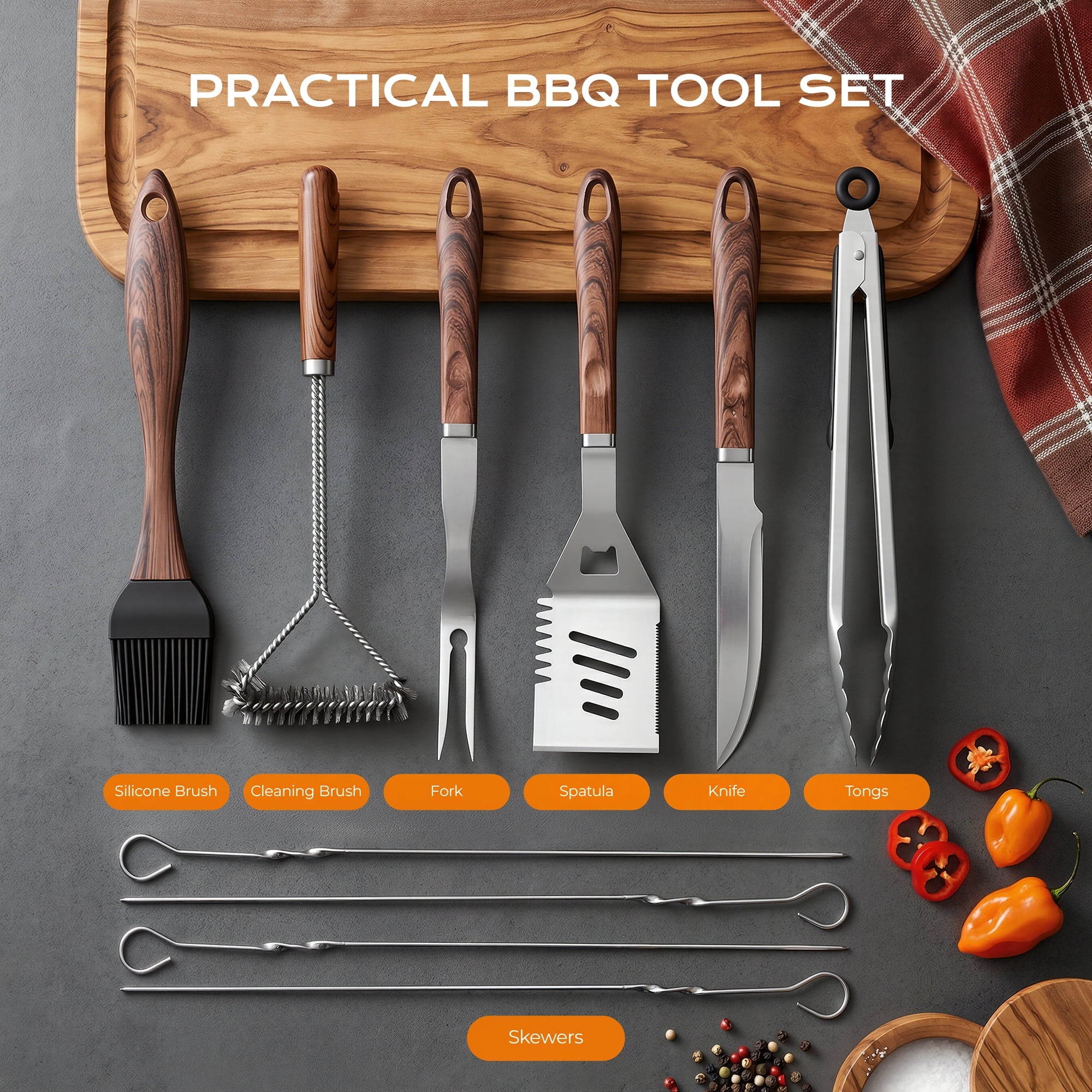 Biotree 34Pcs BBQ Grill Tool Set, Grill Accessories BBQ Tools with Storage Bag,BBQ Utensils Set for Camping, Outdoor, Backyard Party