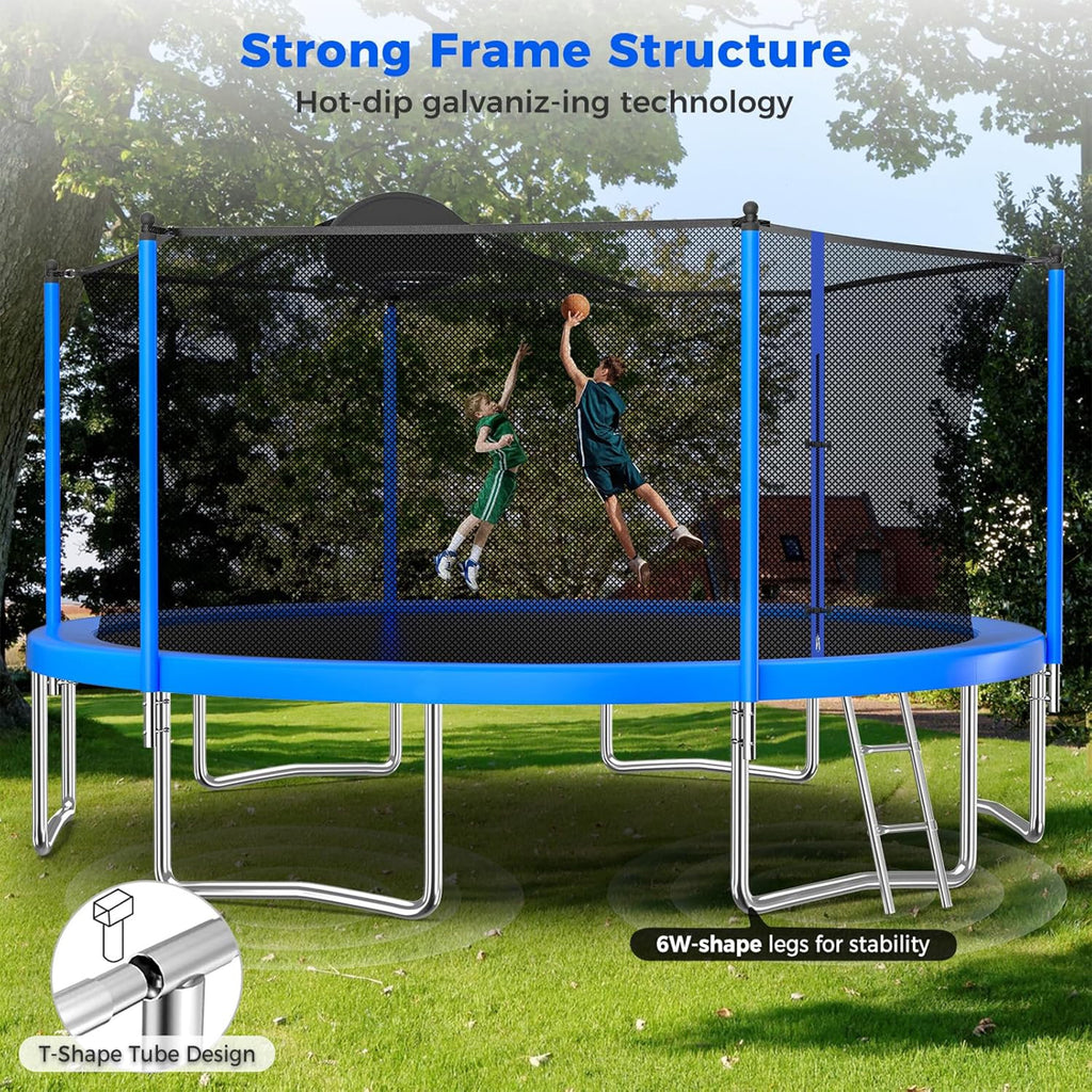 Biotree 14 FT Trampoline for Kids and Adults, Outdoor Trampoline with Basketball Hoop Safety Enclosure Net,Large Load Capacity Heavy-Duty Jumping Trampoline for Boys and Girls