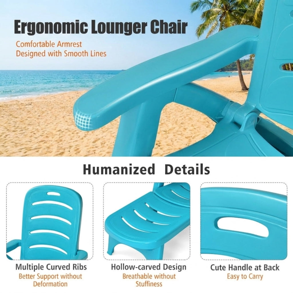 Biotree 5 Position Adjustable Folding Lounger Chaise Chair Stackable Patio Chair for Garden BackyardTurquoise