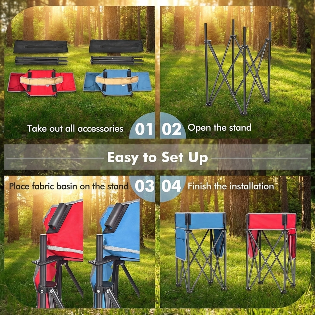 Biotree 2 Pieces Folding Camping Tables with Large Capacity Storage Sink Portable Outdoor Tables for Picnic Camping, Brown