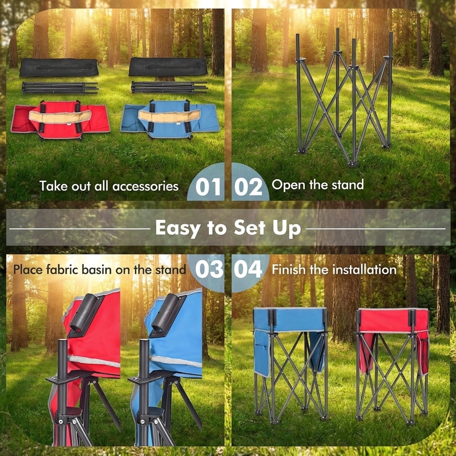 Biotree 2 Pieces Folding Camping Tables with Large Capacity Storage Sink Portable Outdoor Tables for Picnic Camping, Brown