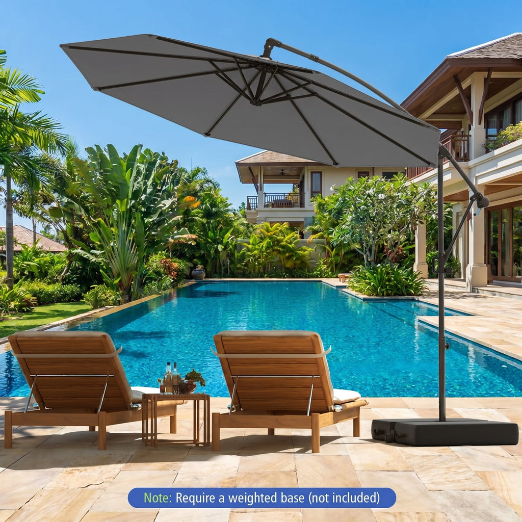 Biotree 10 ft Cantilever Patio Umbrella Offset Hanging with Cross Base, 8 Ribs - Multicolor for Backyard