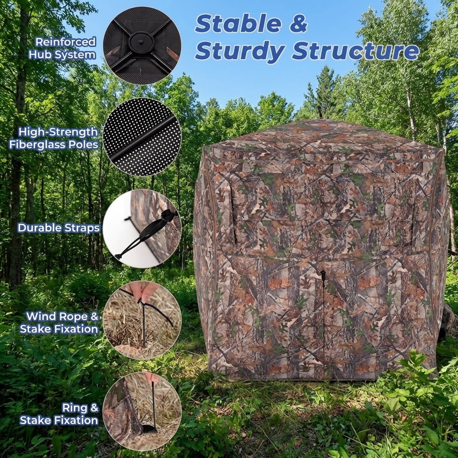 Biotree 360 Degree See-Through Ground Hunting Blind for 2-3 People with Carry Bag for Deer and Turkey