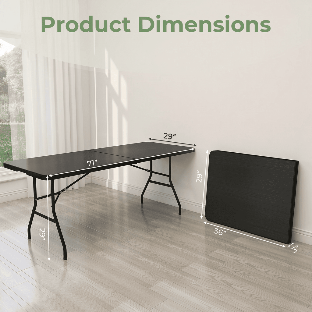 Biotree Portable Folding Camping Table with Carrying Handle, Black