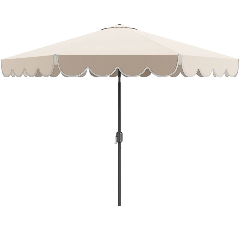 Biotree 10 ft Market Patio Umbrella with Crank and Tilt, 8 Sturdy Ribs, Vented Canopy - Beige for Backyard