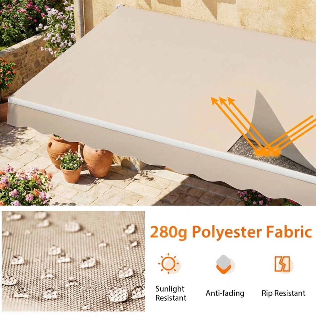 Biotree 13 ¡Á 8 Feet Retractable Patio Awning Aluminum Deck Sunshade for Patio Deck Door Window Sun Rain Protection, Beige