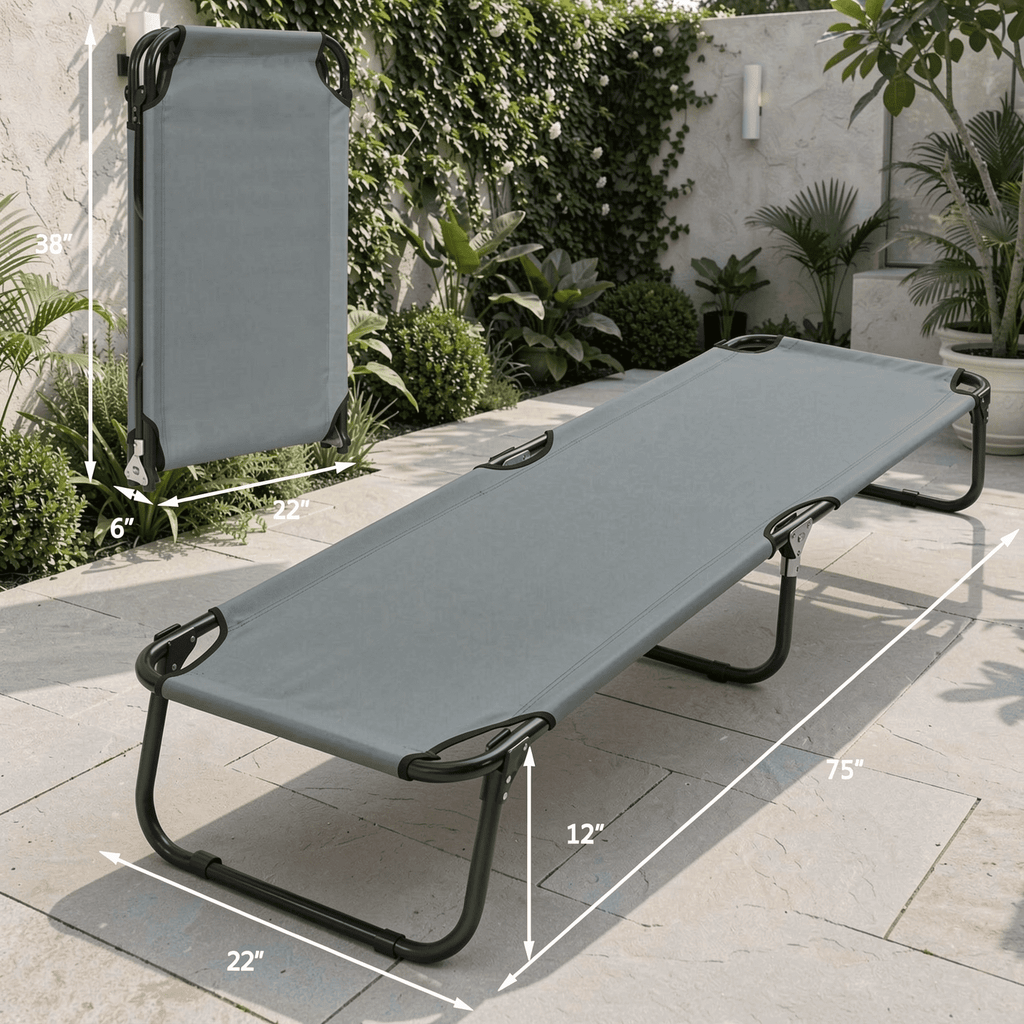 Biotree Folding Camping Cot Portable Military Style Sleeping Bed Heavy Duty Outdoor Cot for Adults Camping Hiking, Gray