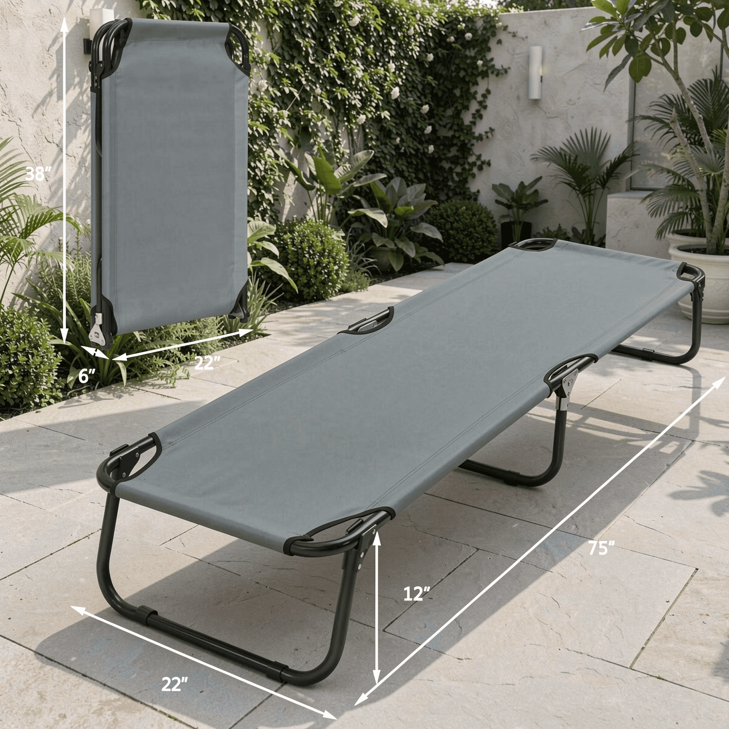 Biotree Folding Camping Cot Portable Military Style Sleeping Bed Heavy Duty Outdoor Cot for Adults Camping Hiking, Gray