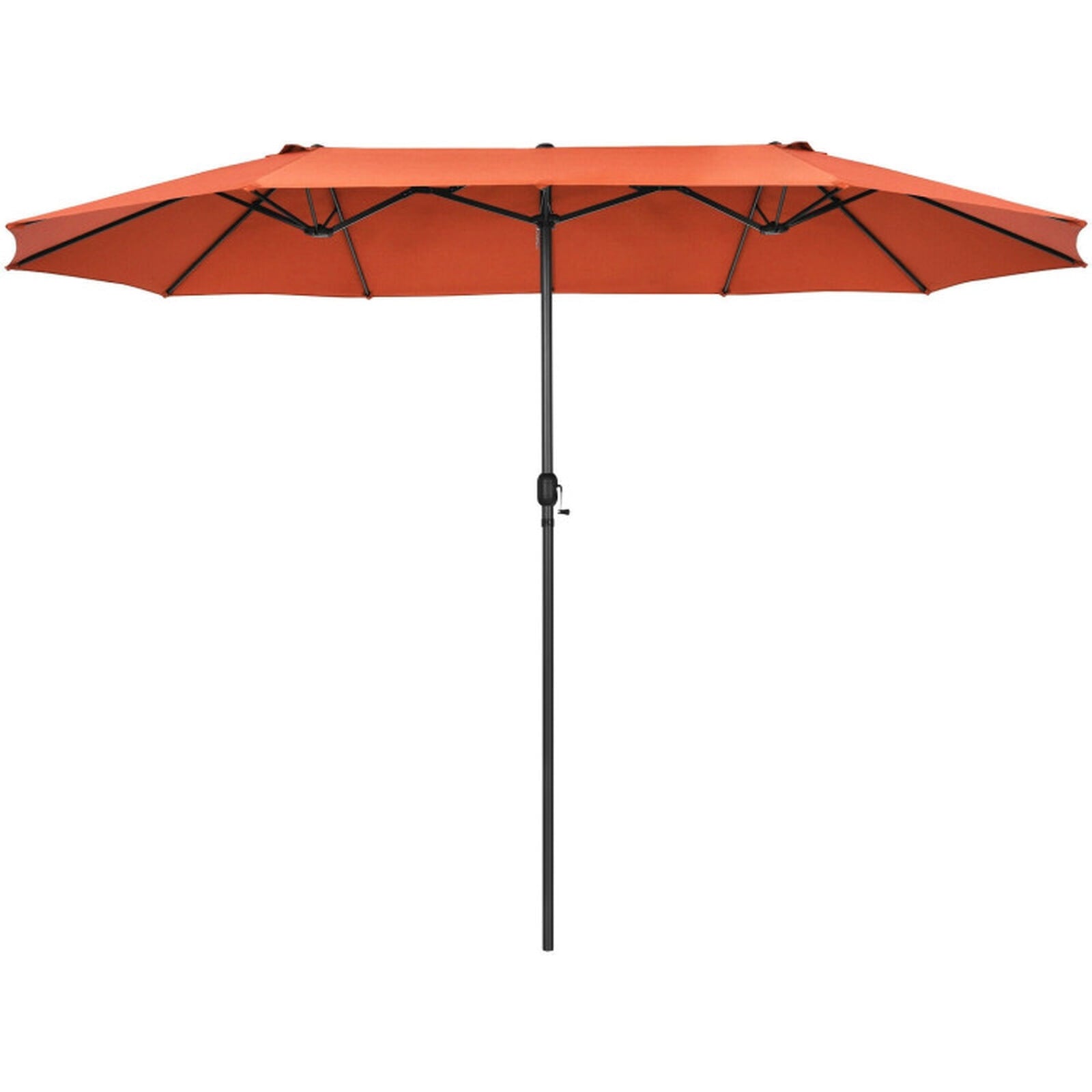 Biotree 15 ft Double-Sided Twin Patio Umbrella Crank Tilt Outdoor Shade - Orange - UV Protection with Cross Base