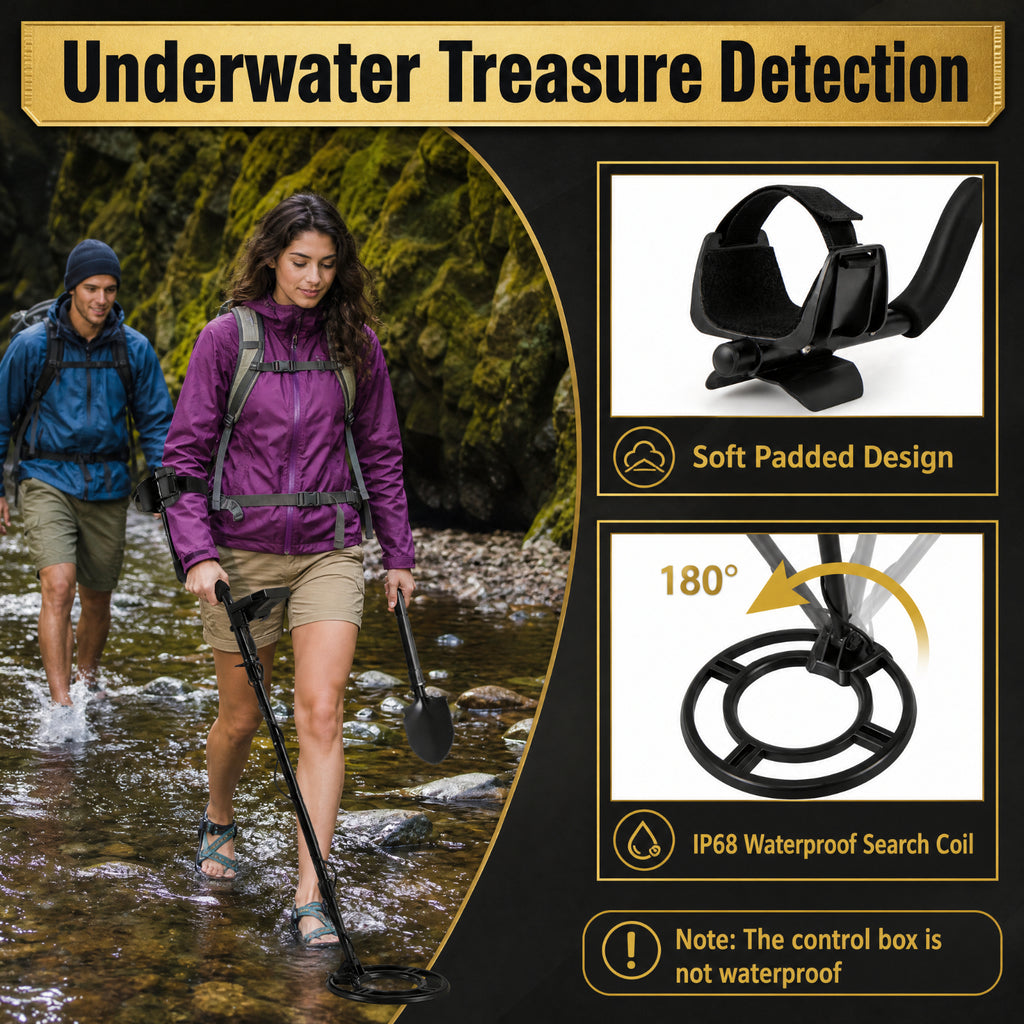 Biotree Metal Detector with Backlit LCD, 4 Detection Modes, 10-Inch Detection Depth, Waterproof 9.5-Inch Coil and Accessories, Black