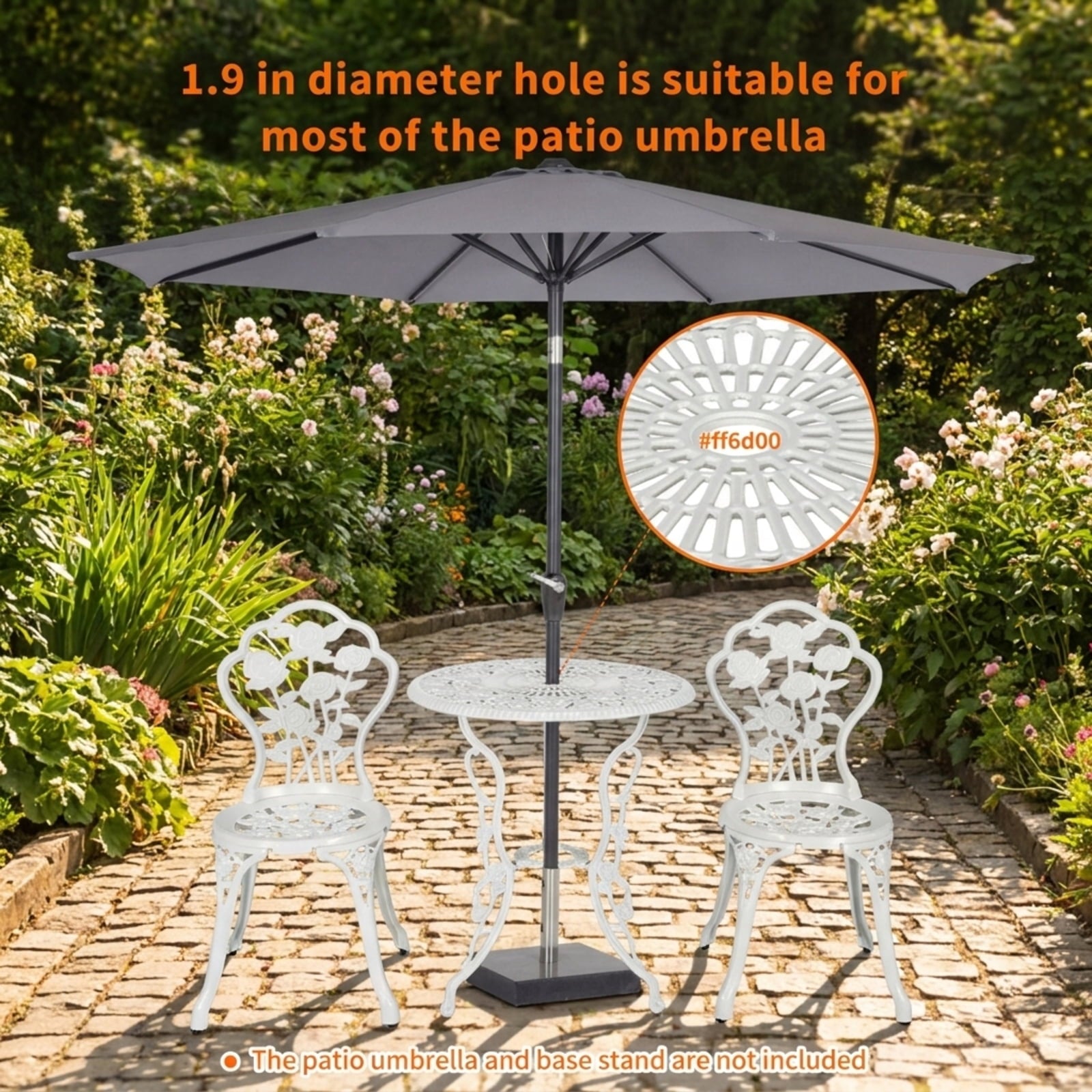 Biotree Outdoor Cast Aluminum Patio Furniture Set with Rose Design Outdoor Conversation Set for Garden Backyard PorchWhite