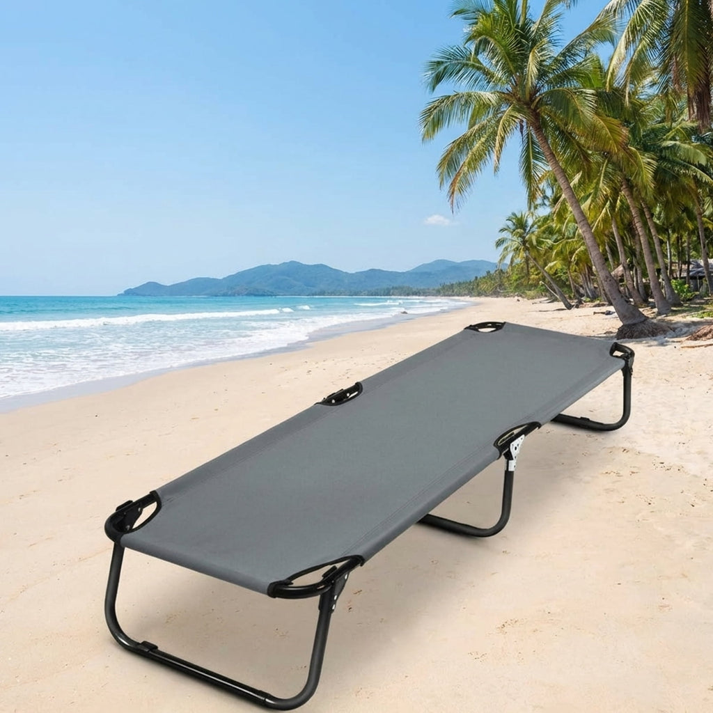 Biotree Folding Camping Cot Portable Military Style Sleeping Bed Heavy Duty Outdoor Cot for Adults Camping Hiking, Gray