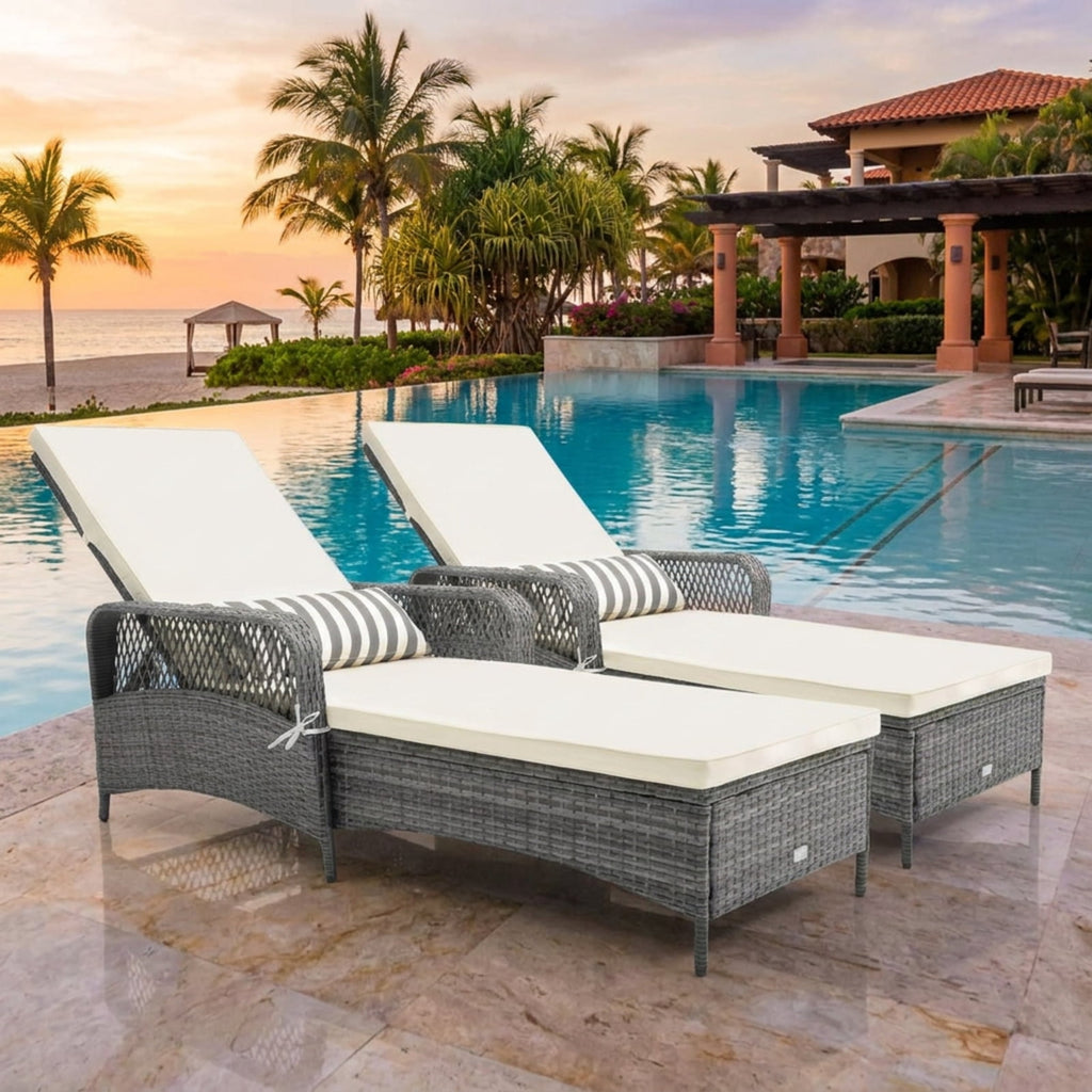 Biotree Outdoor Chaise Lounge Chair Recliner with 6-Level Backrest Cushion and PillowMix Gray/Gray