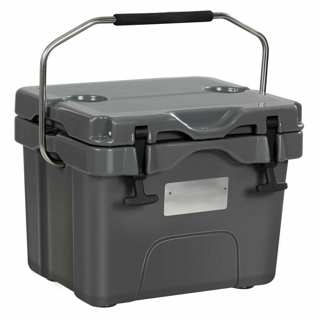 Biotree 16 Quart 24 Can Capacity Portable Insulated Ice Cooler with 2 Cup Holders, Gray