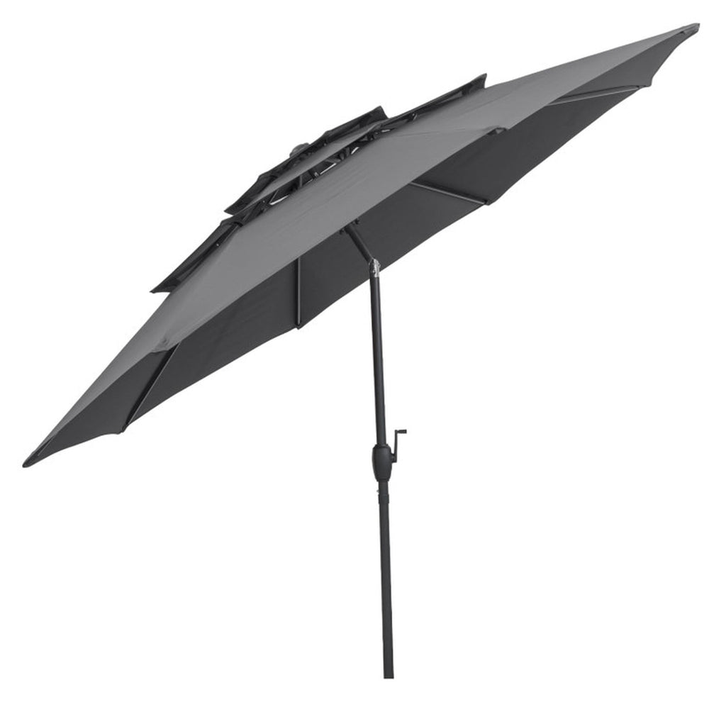 Biotree 10 FT Patio Umbrella, 3-tier Vented Patio Umbrella with Push Button Tilt for Patio Garden Backyard Pool, Brown