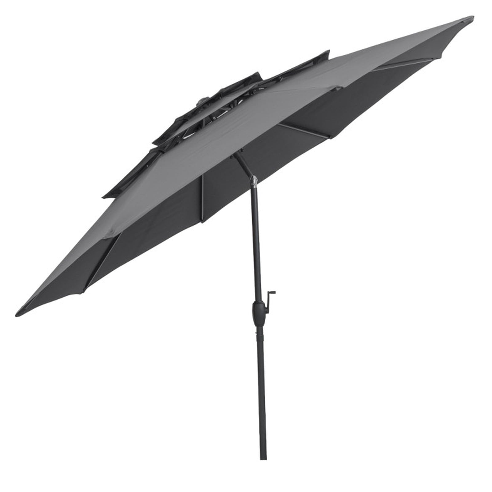 Biotree 10 FT Patio Umbrella, 3-tier Vented Patio Umbrella with Push Button Tilt for Patio Garden Backyard Pool, Brown