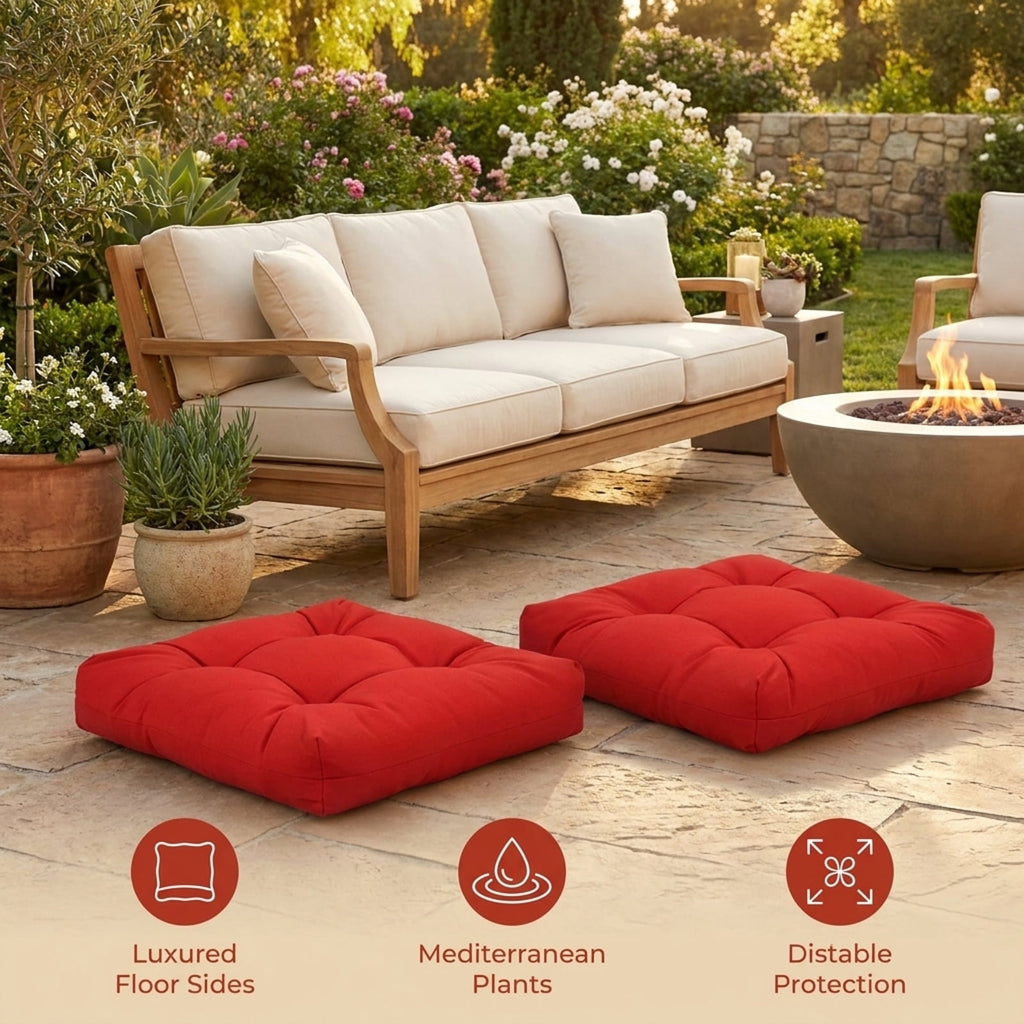 Biotree 21 Inch X 21 Inch Patio Chair Seat Cushion Pads for Indoor and Outdoor Comfortable Patio Chair Cushion PadRed